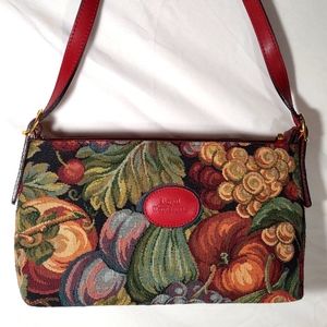 Vintage Royal Tapisserie Purse Paris 10in x 5in Fruits Tapestry Design Mint